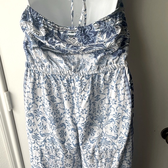 Angie Blue and White Halter Maxi Dress - Picture 7 of 10